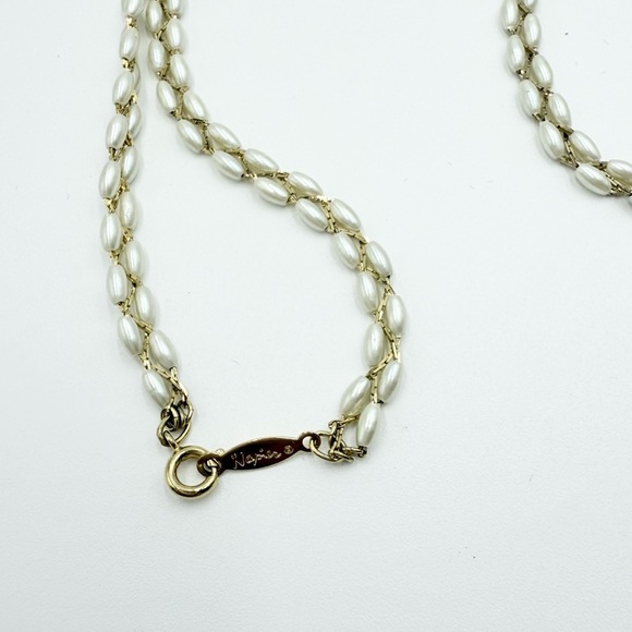 Napier Gold Plated Chain Faux Pearls Wire Wrapped Pearl Necklace - Picture 5 of 8